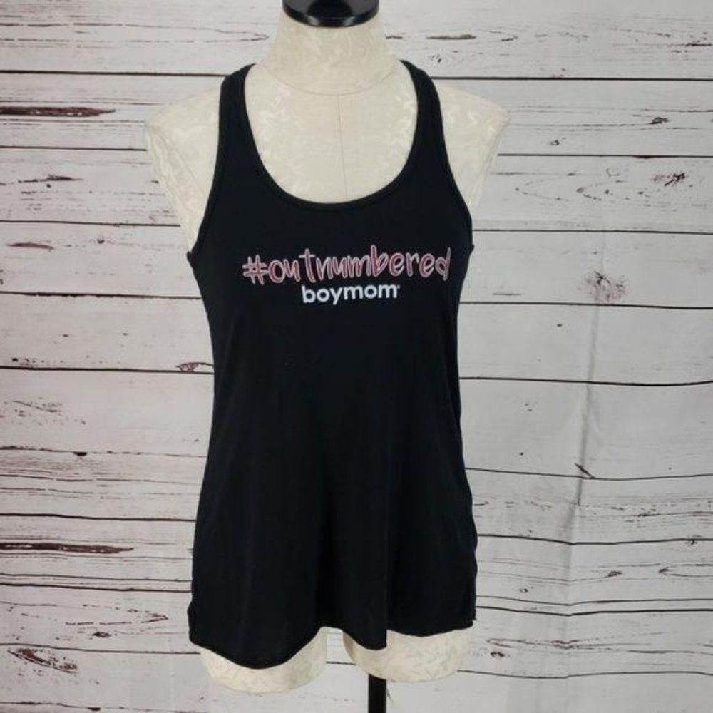 Bella Canvas Outnumbered‎ Boymom Racerback Tank Top Black Small